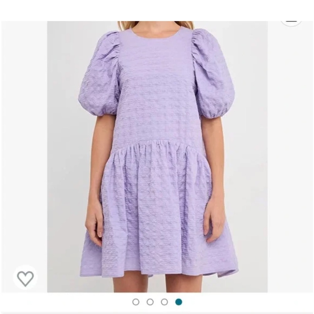 ENGLISH FACTORY Back Tie Jacquard Puff Dress